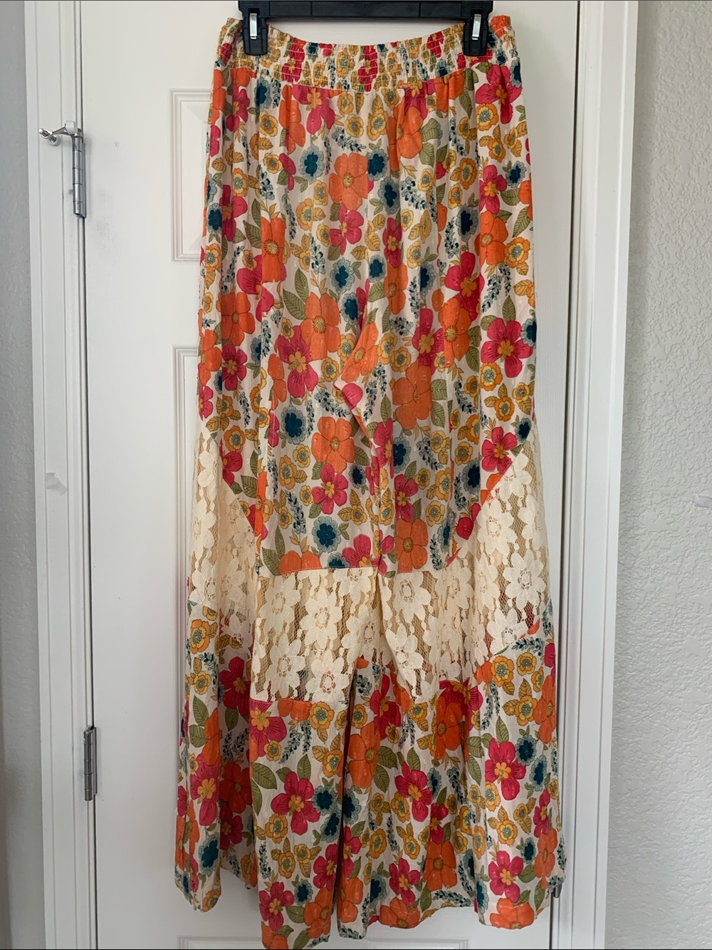 Angie Multicolor Floral Smocked Waist Skirt - Picture 3 of 5
